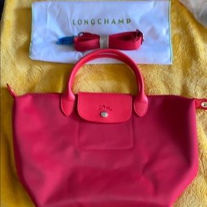 Longchamp Le Pliage medium nylon red tote